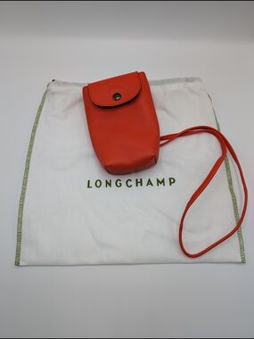 Longchamp Le Pliage Xtra 7" Leather Crossbody Phone Pouch  Orange